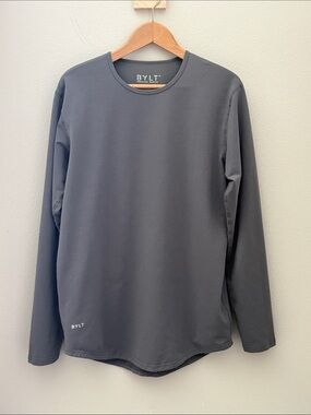 BYLT Drop Cut  Lux Men's Long Sleeve Crewneck Shirt - Gray Size Medium